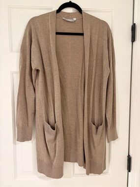 Beige Open-Front Women's Cardigan Sweater